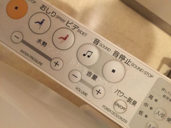 Bu fotoğraf Japonya’da bir tuvaletten. Japonya’da tuvaletlerin birçoğunda beyaz gürültü/su sesleri çalan bir buton var bu sayede diğer insanlar sizi duymada